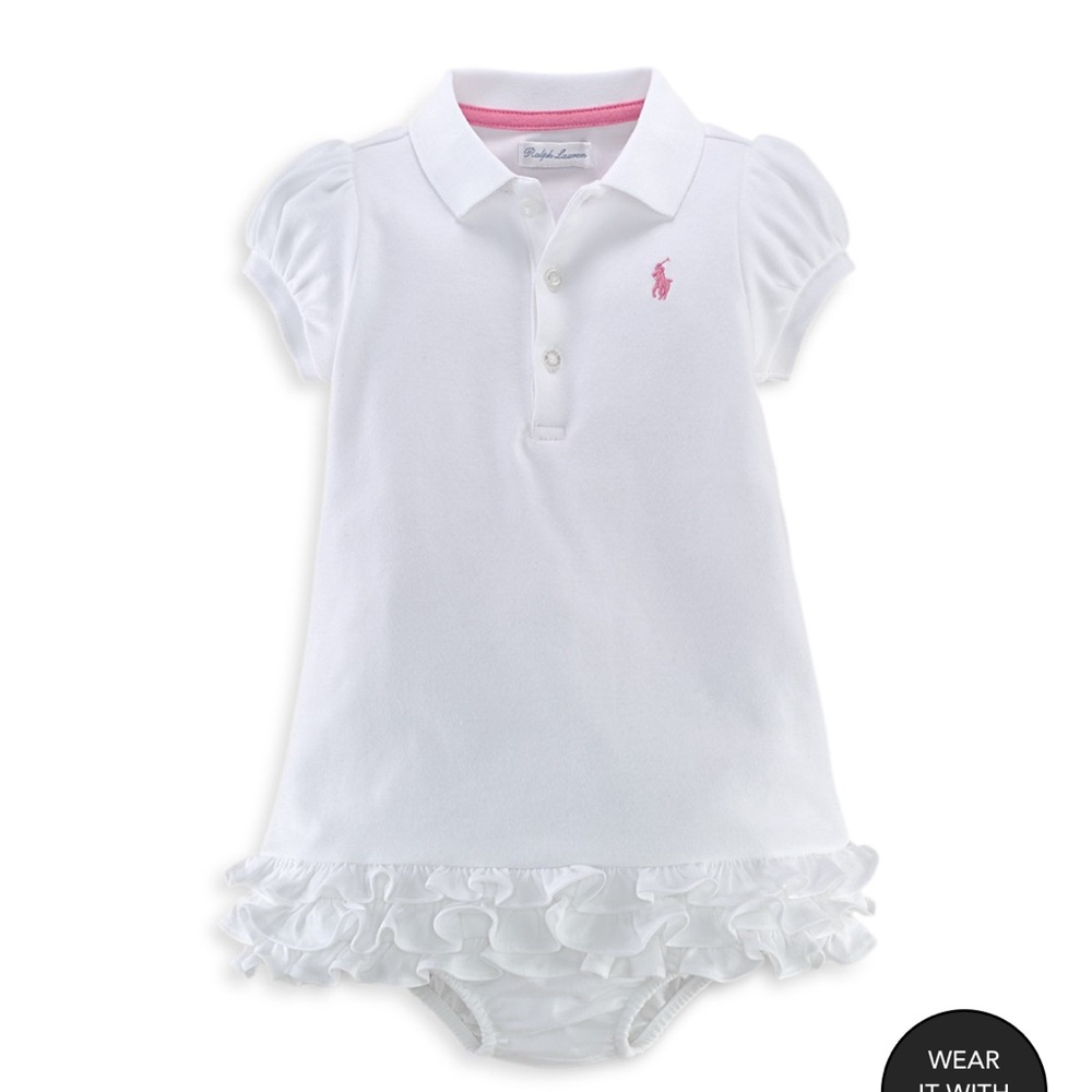 Ralph Lauren White Dress with Pink Emblem
